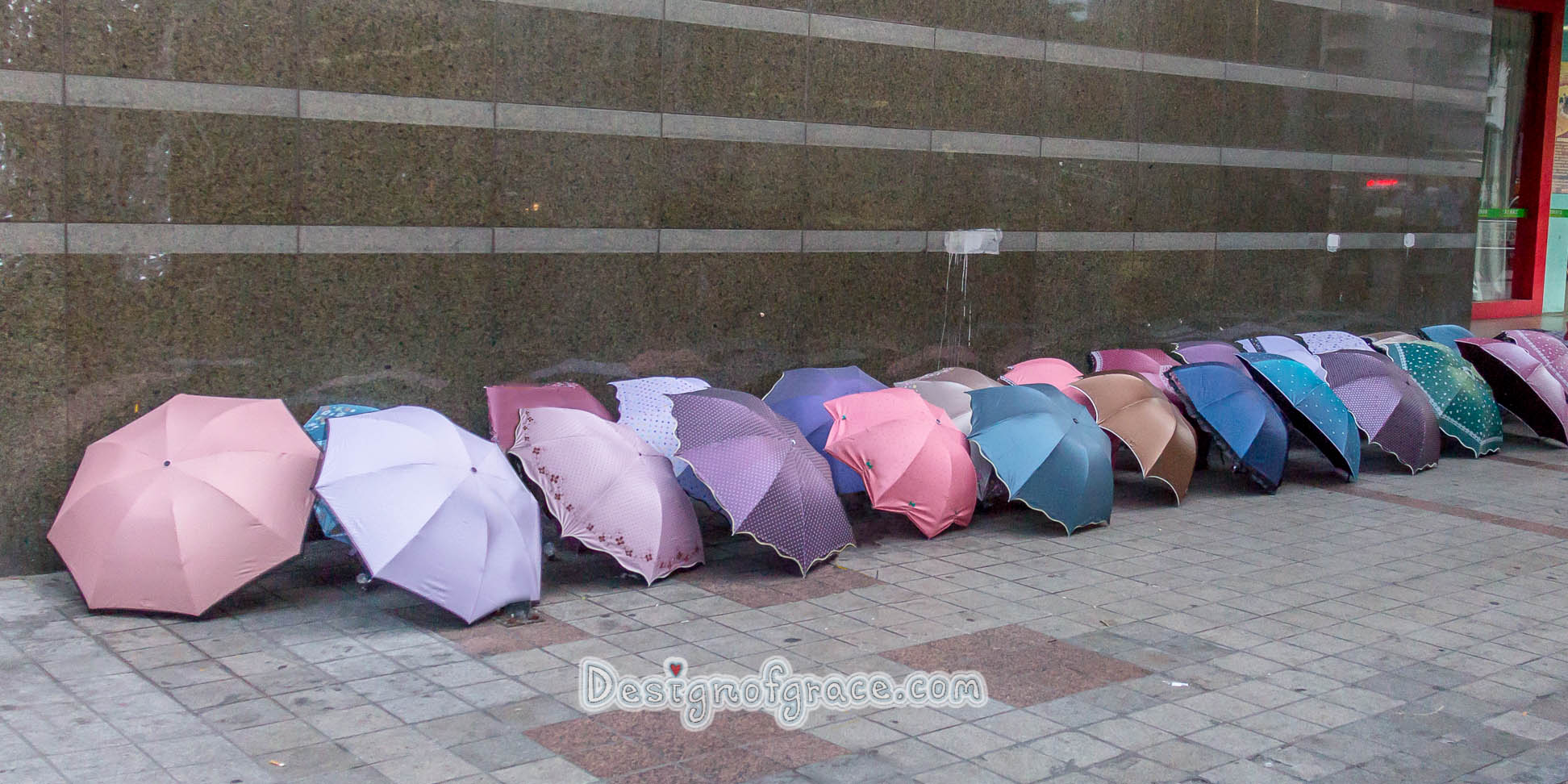 Row of umbrellas After