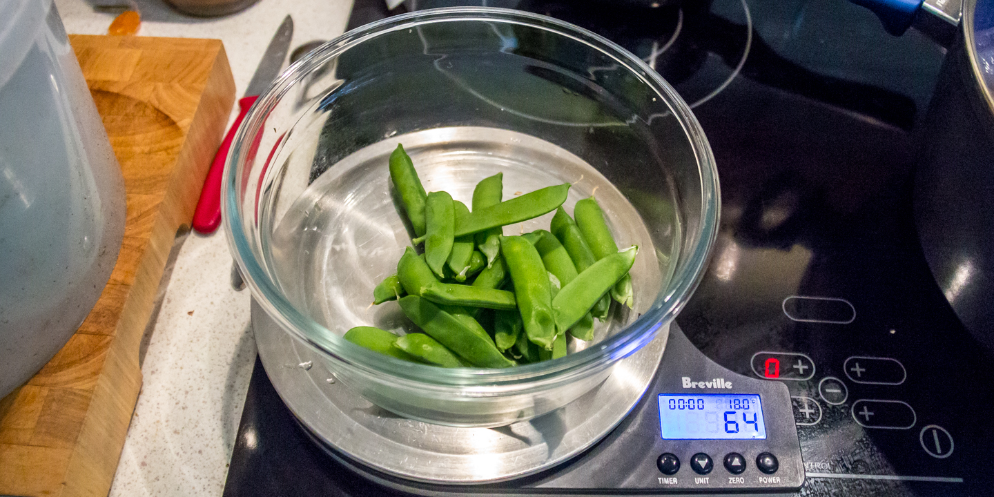 Harvested 64 g of Snow pea from 1 plant in the back