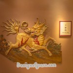 A golden dragon on the wall